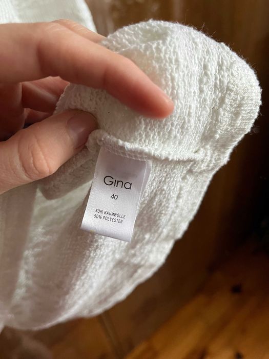 Biała bluzka damska w boho niebieski wzór rozmiar 40