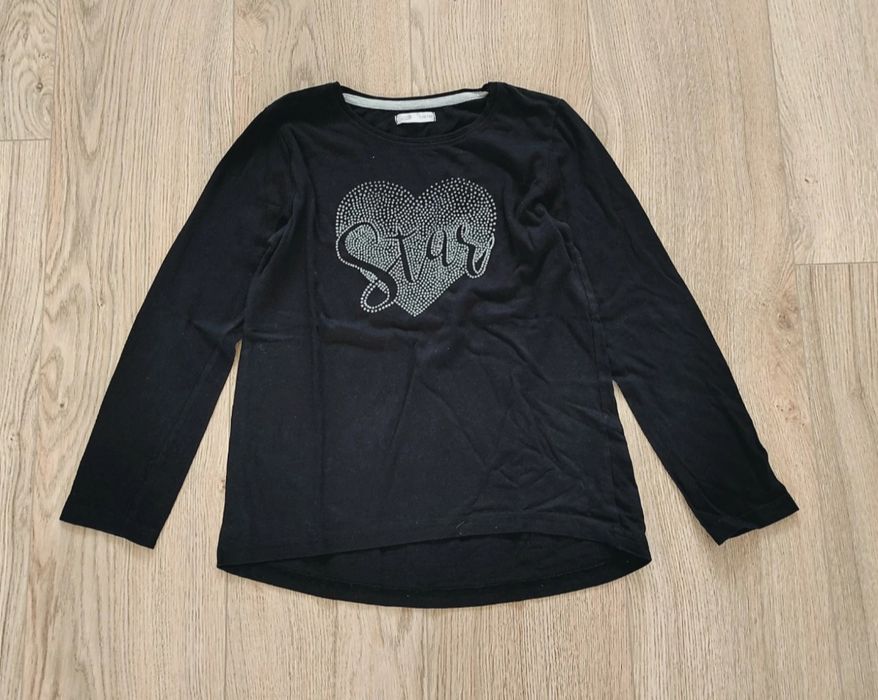 T-shirt czarny na długi rękaw 134/140