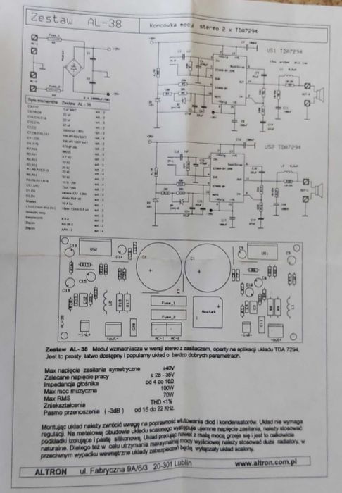 Zestaw elektroniczny płytka+części
