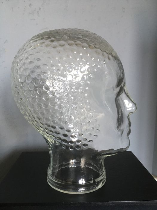 Szklana głowa vintage lata 80