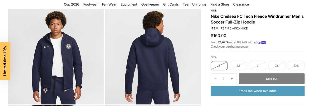 ОРИГІНАЛ! Кофта Nike Tech Fleece Chelsea FC Fz Wr M L XL | FZ4175