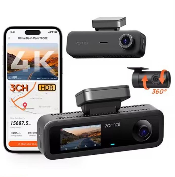 Автомобільний відеореєстратор Xiaomi 70mai Dash Cam Т800Е 4К 3 Канала + задня камера та другі