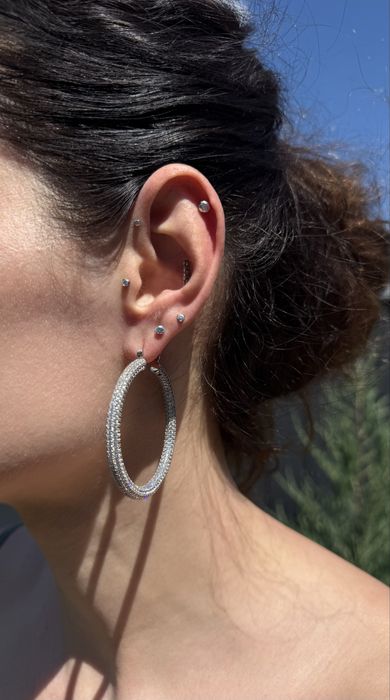 Сріблясті сережки-кільця Luv Aj Pave Amalfi Hoops (Оригінал) НОВІ