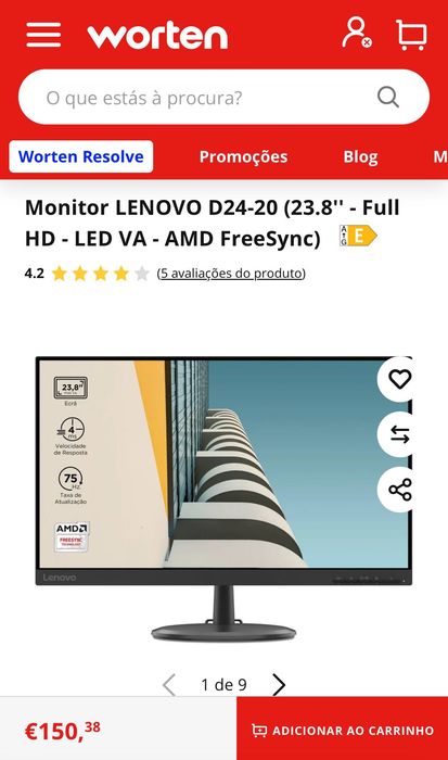 Monitor LENOVO Full HD Novo