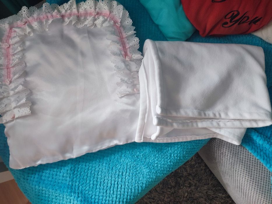 Poduszka na chrzest + kocyk polarowy