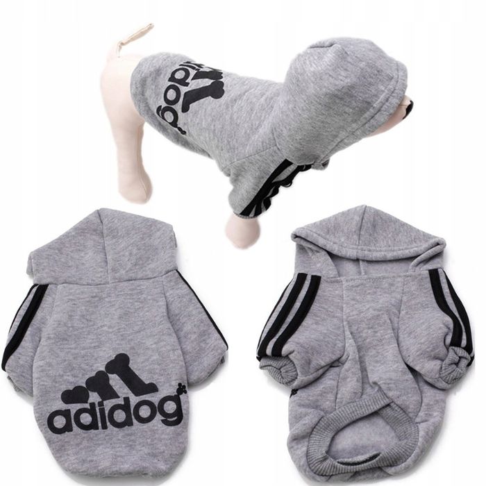 Bluza dla psa Adidog szara ocieplana z kapturem 4XL