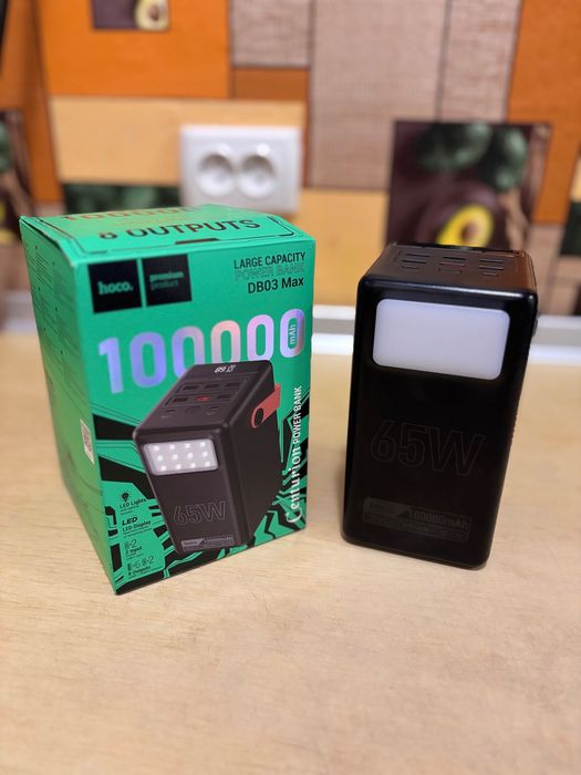 Останній Повербанк Hoco DB03 Max 65W 100000 mAh потужний павербанк для роутера ноута