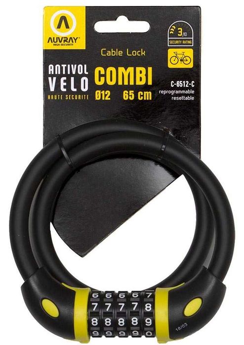 AUVRAY COMBI 65 stalowa linka z zamkiem na szyfr + gratis:)