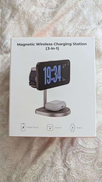 KUXIU 3-Point Power Creative 3-in-1 MagSafe Charging Stand - Gray