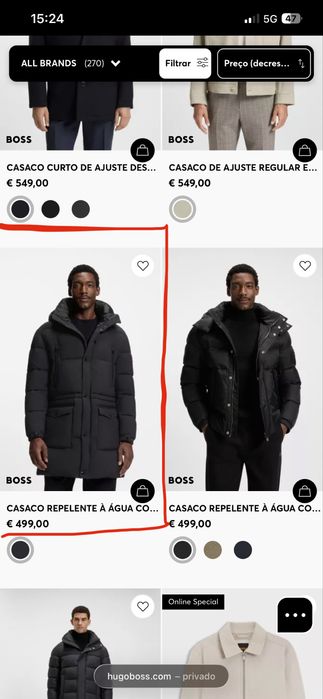 Hugo Boss casaco impermeável
