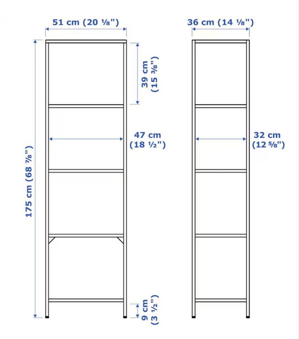Regał, czarnobrąz/szkło, 51x175 cm VITTSJÖ