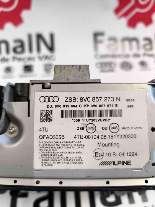 Display / Ecrã de Informações AUDI A3 2.0 TDI (110 kW / 150 cv) [04.2012 - 12.2017] 8V0857273N (OEM) | 8V0919604C (OEM) | 8V0857974E (OEM)