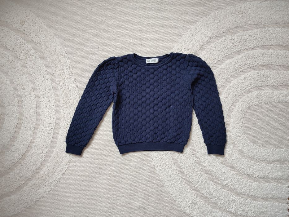 Sweterek ażurowy H&M 110/116 granatowy