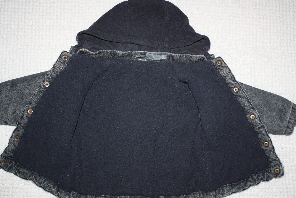 Курточка джинсов.теплая на флисе ф H&M на реб-ка 2/3лет р-92/98