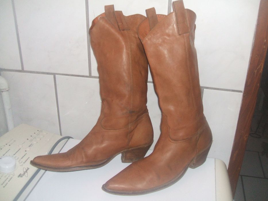 buty kowbojki damskie 41 brązowe skórzane .skóra damskie ostre czuby