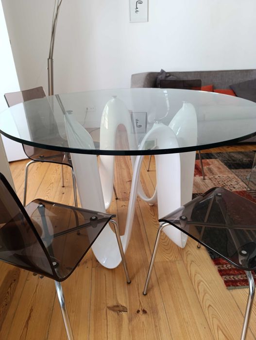 Mesa RONDO vidro+4 cadeiras