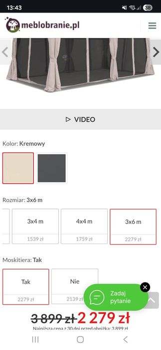 Pawilon namiot  ogrodowy 3x6 moskitiery solidny
