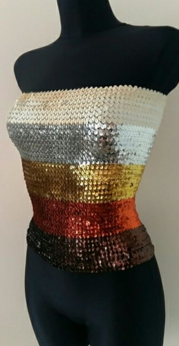 ORSAY Bluzka top z cekinów dopasowany elastyczny