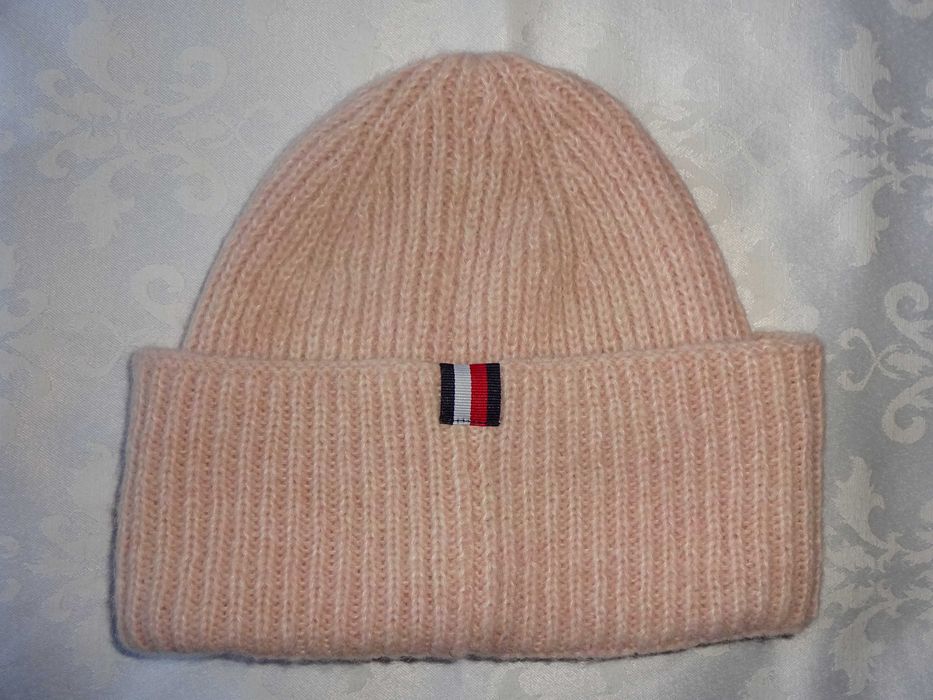 TOMMY HILFIGER 32% Alpaca 6% Wool jasno różowa czapka jak nowa