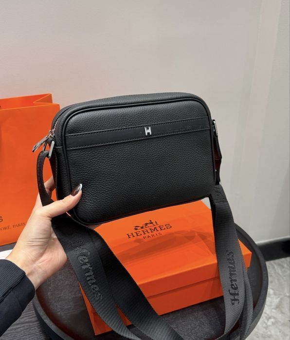 HERMEC сумка мужская черная кожаная через плечо оригинал louis vuitton