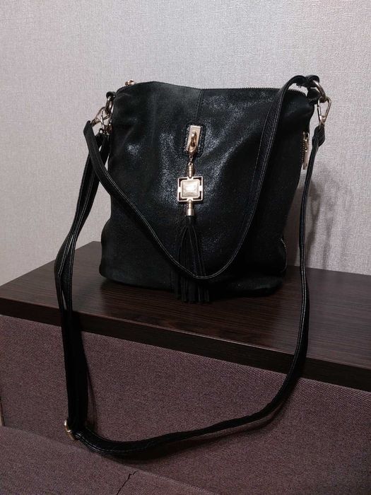 Сумка шкіряна чорна