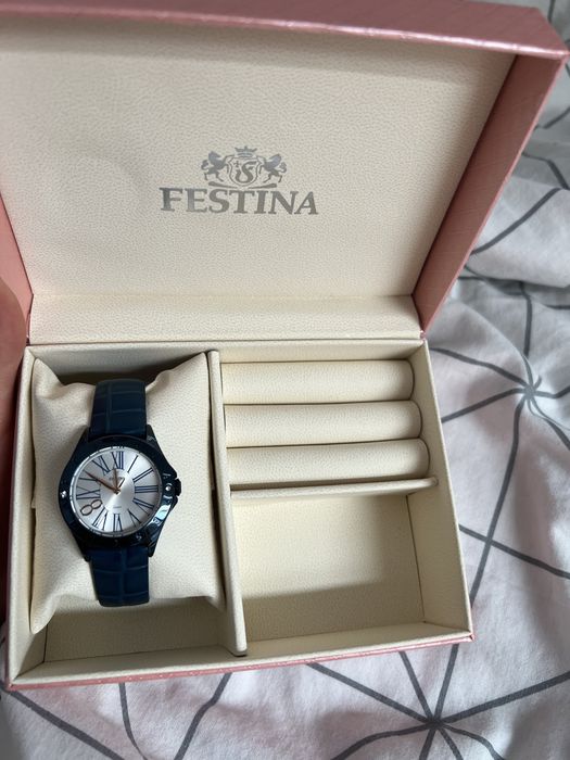 Zegarek skórzany festina granatowy