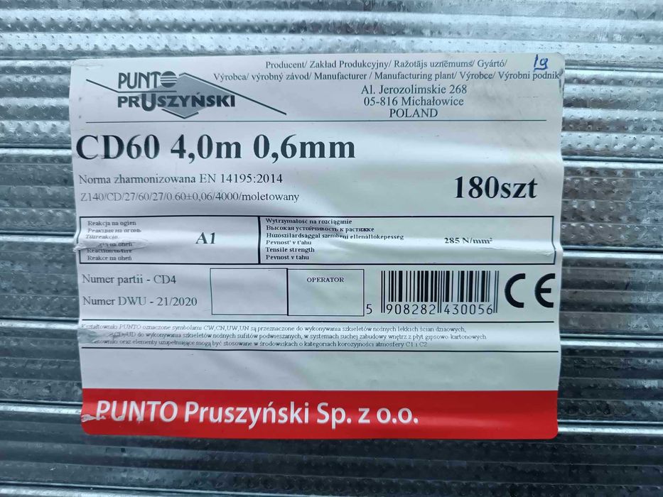 Stelaż sufit profile profil na sufity CD60 UD30 UD27 CW UW UA sufitowe