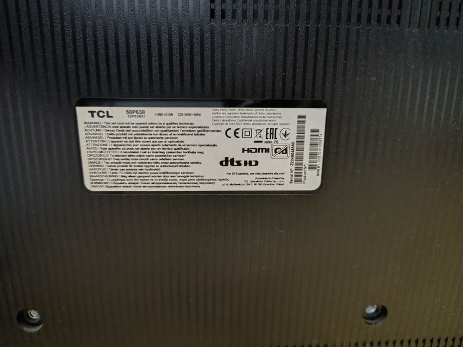 Telewizor TCL 50P638 50" LED 4K Google TV Dolby Vision DVB-T2
