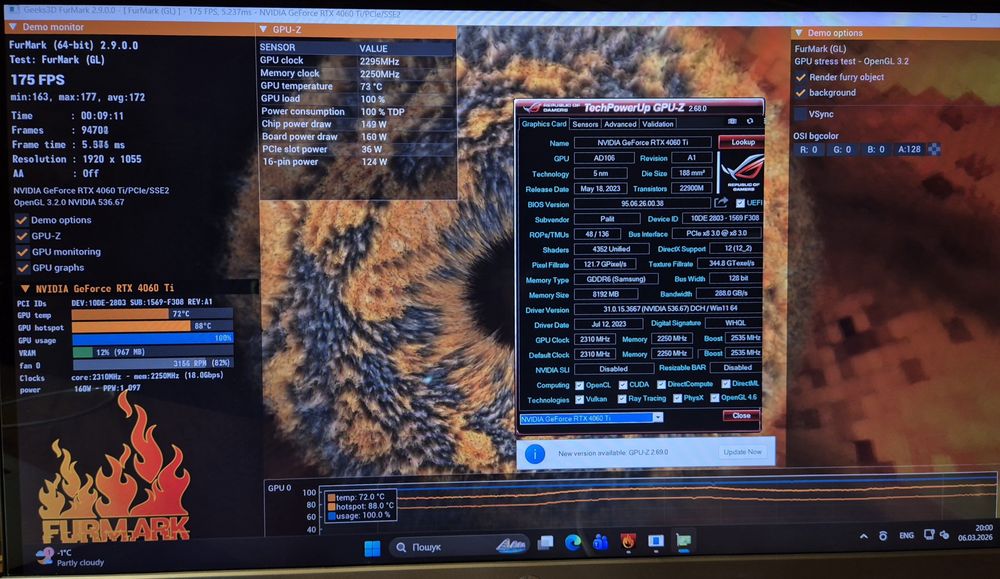 Відеокарта RTX 4060TI 8GB GDDR6(samsung)