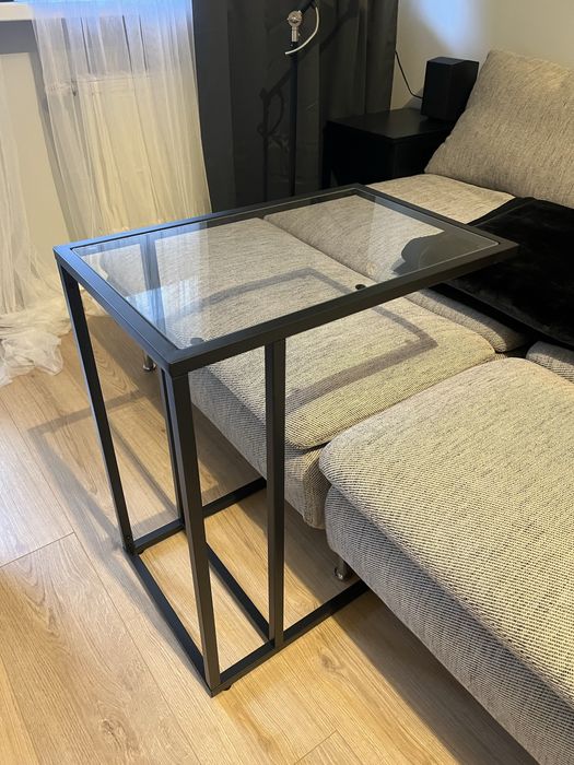 Stolik nocny pomocnik IKEA Vittsjo czarny szklany wysoki nowy