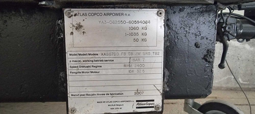 Atlas Copco XAS67 + piaskarka strumieniowa BEMAKOR KO-200-10