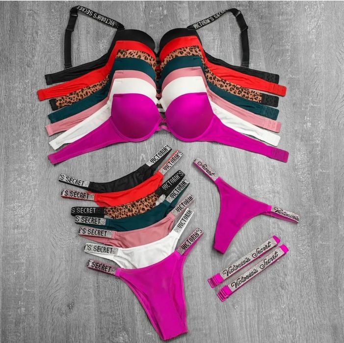 Комплект Victorias`s Secret зі стразами з пушап 5 в 1