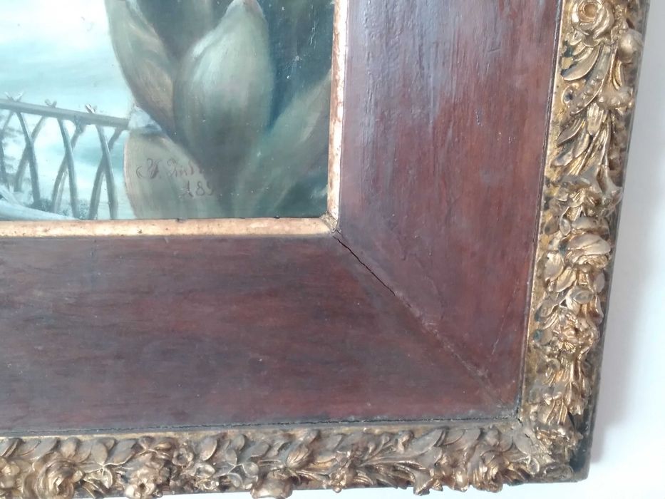 PAŁACOWY ANTYK - Bardzo Duży Obraz z XIX wiek - 1897 rok sygnowany