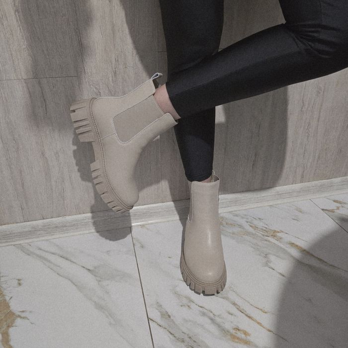 Шкіра зимові жіночі челсі бежеві 37 38 39 40 41