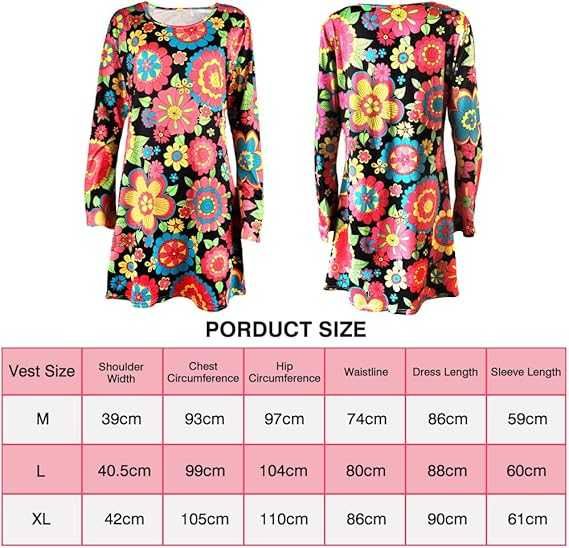 Kostium Hippiski, Lata 70, 5 Elementów, Rozmiar XL