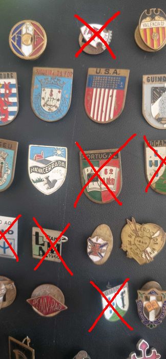 Pins antigos desporto, localidades marcas