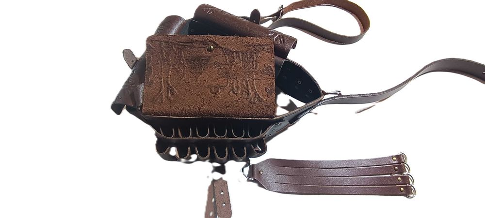 Патронташ кожаный закрытый двухрядный на 36патр.(12,16к)"Подарочный"