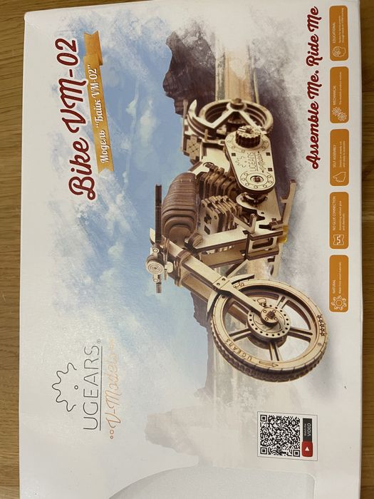 Деревʼяний механічний конструктор UGEARS BIKE VM–02