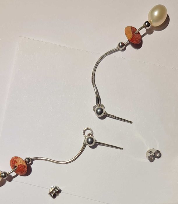 Vintage - Brincos em prata 925 com pérolas