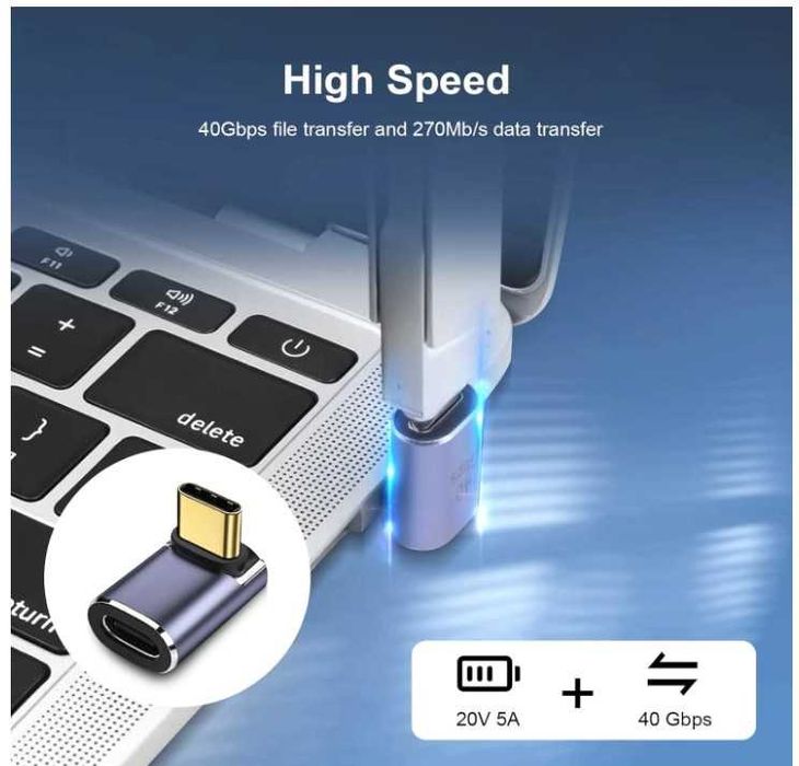 Adapter kątowy USB C 100W 40Gbps 8K 2 sztuki RUIZHI