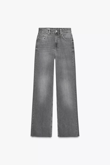 Сірі джинси wide leg zara висока посадка серые джинсы зара 34 36 38 42