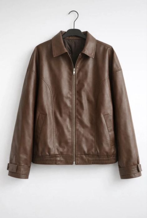 Kurtka skórzana ecoskóra brązowa męska damska unisex XL motocyklowa