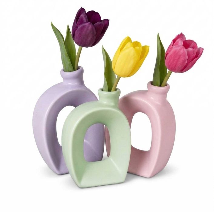 Wazony Ceramiczne Na Wielkanoc Wazon Zestaw 3 wazonów Na Kwiaty Wiosna