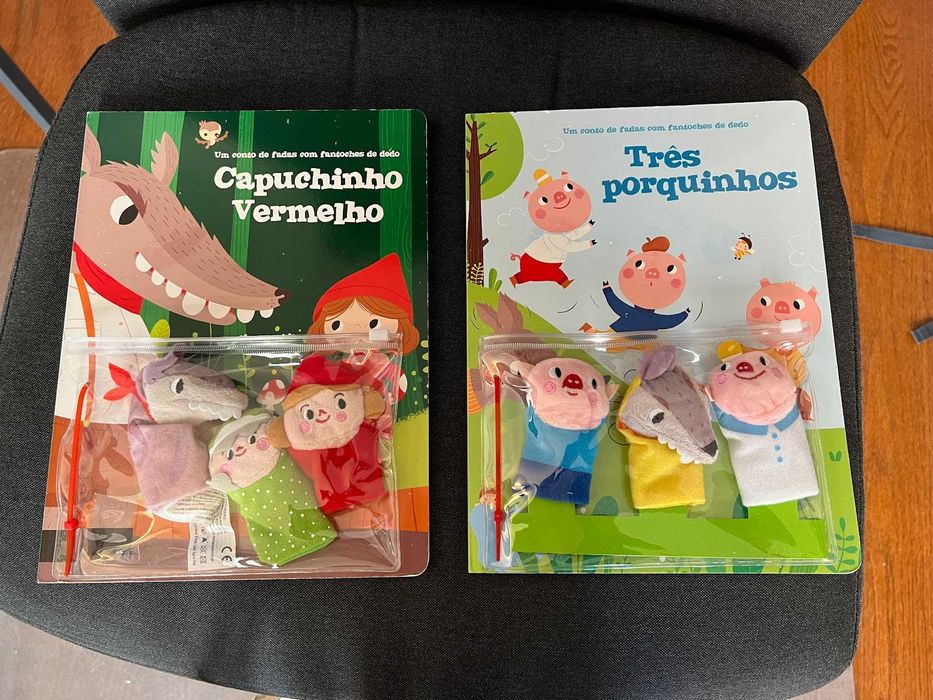 Livros Fantoches Dedos - Capuchinho Vermelho / Três Porquinhos (NOVOS)