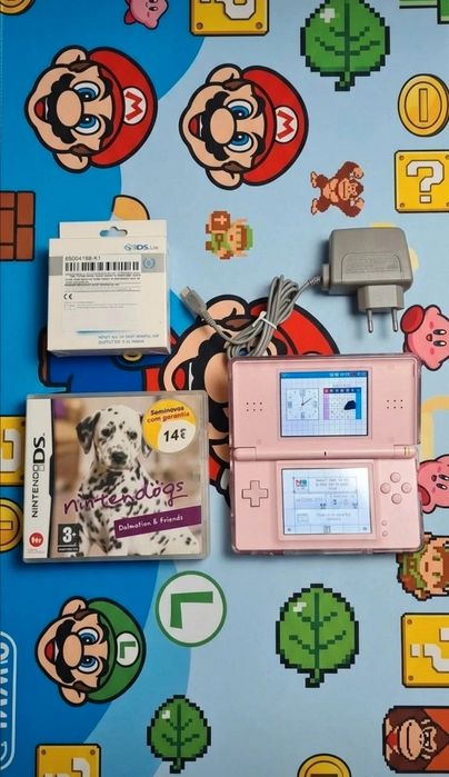 Nintendo DS Lite Rosa + Jogo + Carregador + Capa