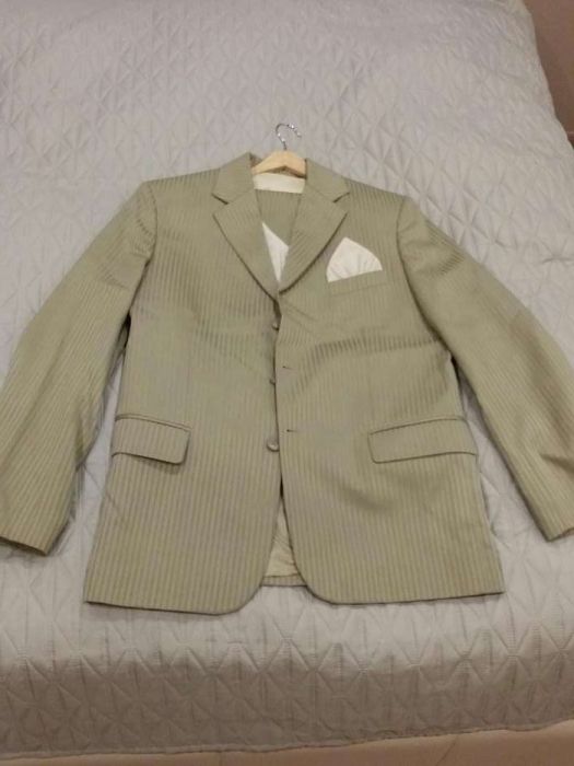 Garnitur weselny z kamizelka marynarka spodnie Lazar ecru 176/48