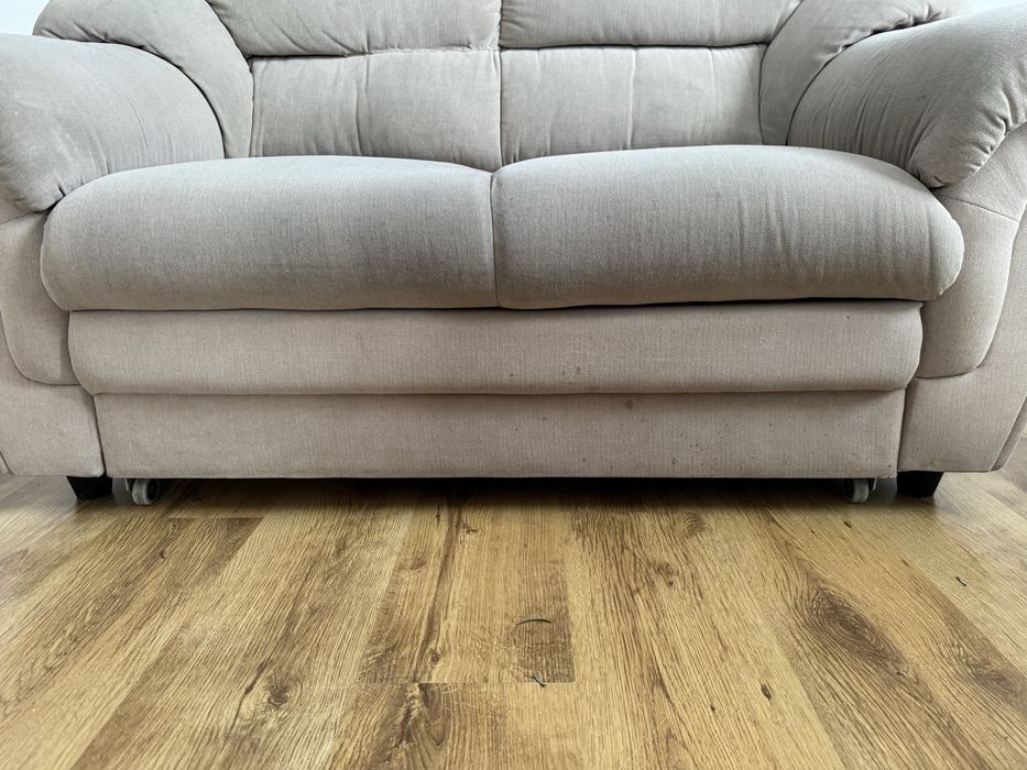 Sofa 2-osobowa jasnoszara + szuflada na pościel