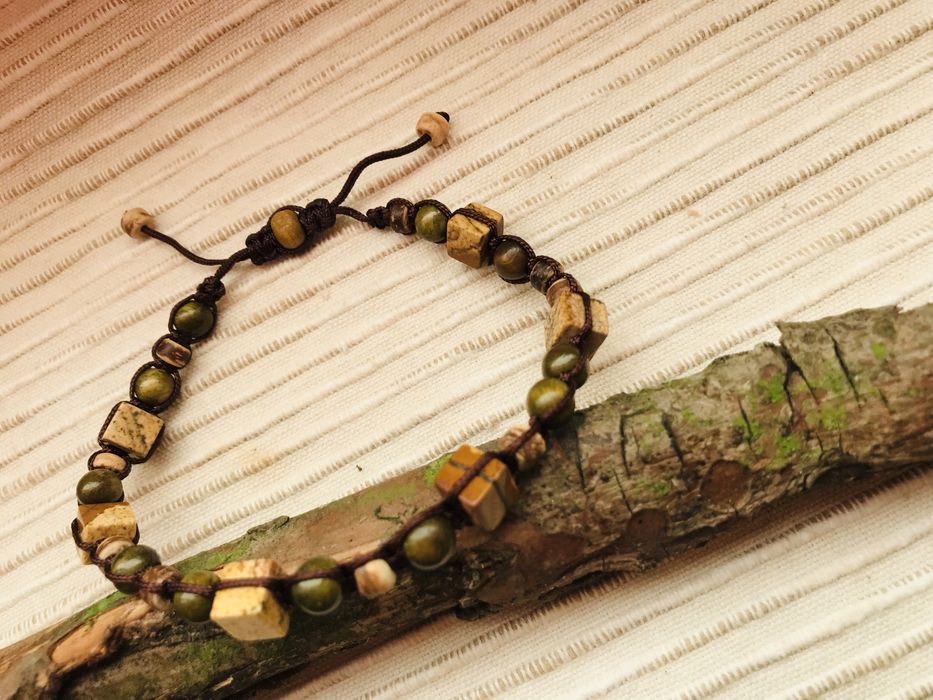 Bransoletka męska handmade naturalnymi kamieniami Jaspis obrazkowy