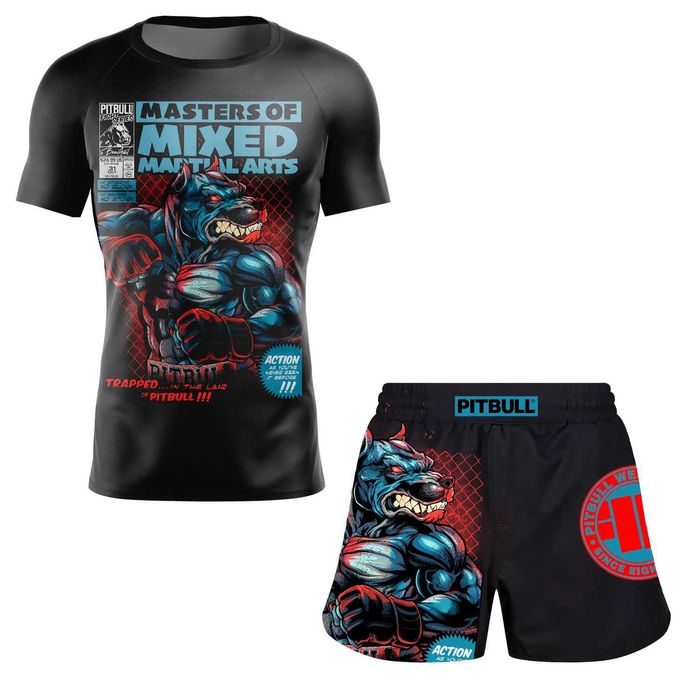 Комплект 2 в 1 Рашгард + Шорты Manto, Pitbull (мма/бжж/Кроссфит)