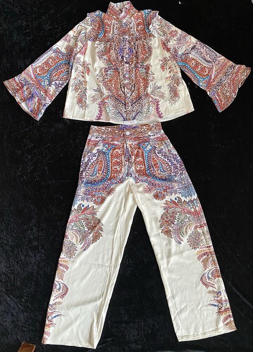 Luksusowy komplet Likemychoice | Boho Etno Paisley | Koszula + Spodnie | Nowy | M